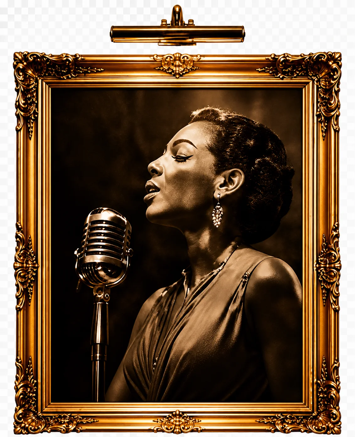 Jazz singer at a microphone